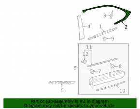 Upper rear right door molding Lexus UX200 UX250h 19- chrome