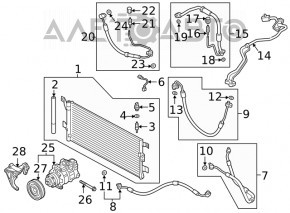 Air conditioning compressor Audi Q5 80A 18-20 2.0T, chip on pulley