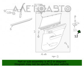 Front right window lift control Toyota Highlander 20-22