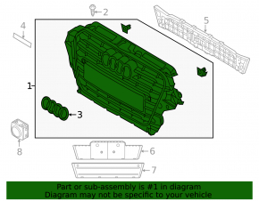 Radiator grill Audi Q5 8R 13-17 for parking sensors, black gloss OEM