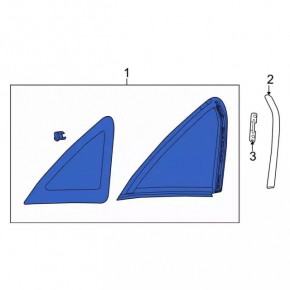 Window blind glass rear left Ford Focus mk3 11-18 5d with molding chrome