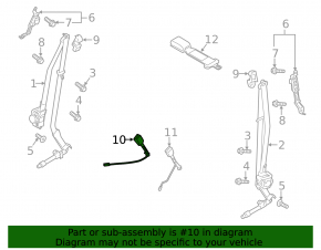 Mazda 6 14-inch passenger seat belt latch - black with sensor