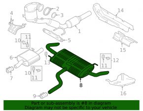 Rear muffler with barrel VW Atlas 18- 2.0T