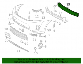 Front Bumper Reinforcement Toyota Highlander 11-13