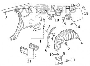 Right ventilation shield Toyota Highlander 20-