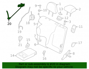 Right rear seat fold down lever for Subaru Forester 25-26