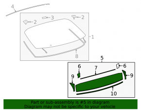 Toyota Prius 50 16-22 small rear trunk glass