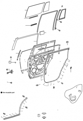 Rear right window seal for Toyota Highlander 2008-2013