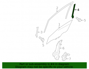 Front left door glass guide Nissan Leaf 11-12