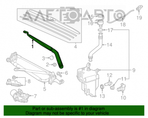 Right wiper arm for Toyota Highlander 14-19