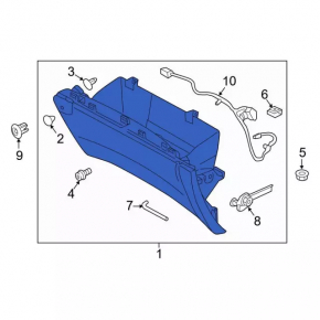 Ford Edge 15-24 black glove compartment with airbag