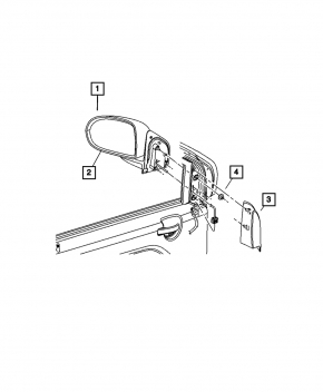 Right side mirror assembly Jeep Patriot 11-17 structure