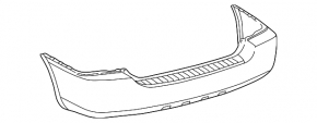 The rear bumper is bare, Toyota Highlander 2007, gold-plated, with tears, dents, and broken fasteners.