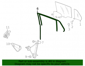 Rear left glass seal VW Golf 15-21 5d
