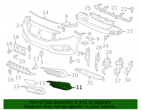 Left bumper grille Honda Civic X FC 16-21 with PTF, without radar, jp build