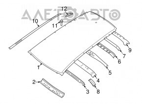 Roof lining left Nissan Rogue 14-20 without railing