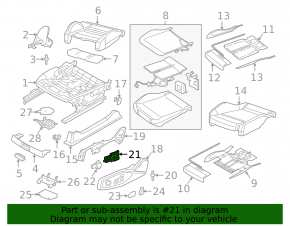 VW Atlas 18-25 driver's seat controls with black buttons