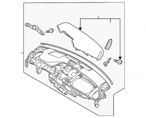 Torpedo front panel without AIRBAG Hyundai Sonata 20-22 black for projection