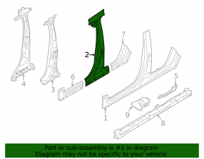 Right center pillar for Porsche Cayenne 958 11-14