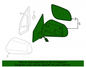 Left side mirror assembly for Nissan Murano z50 03-07