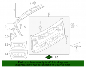 Lower trunk door trim plug for BMW X1 F48 16-22, black, broken fastening