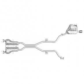 Exhaust line middle part with right barrel Dodge Durango 11-12 5.7