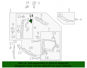 Front fender apron bracket, right, Toyota Highlander 2013