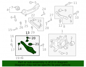 Lower control arm under the rear left spring, Hyundai Santa Fe 24-26