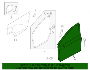 Door bare front left Subaru XV Crosstrek 13-17 orange G2U