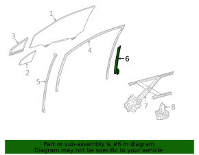 Front left door glass guide for Lexus RX350L RX450hL 18-22 rear