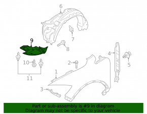 Front left lower fender liner for Mazda CX-9 10-15
