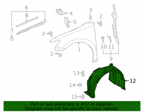 Front left fender liner Toyota Camry v70 18 SE JP TYC