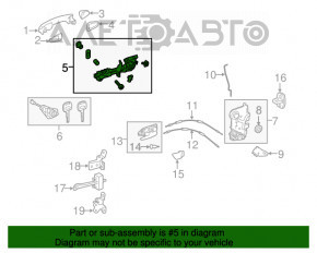 Front left door handle mechanism Toyota Highlander 14-19
