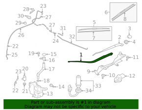 Right wiper arm for Mitsubishi Outlander 14-22