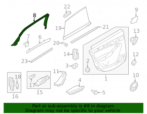 Door frame inner rear left Audi Q5 8R 09-17 without curtain
