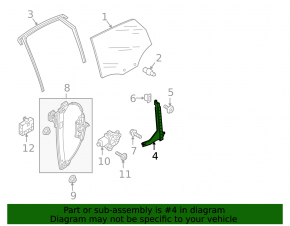 Rear right door glass guide Audi A4 B9 17-25