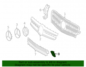 Front bumper grille right Mercedes GLA 15- structure