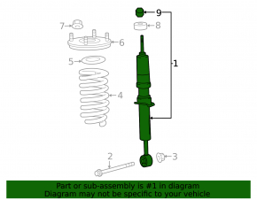 Front left shock absorber for Toyota Land Cruiser 2008-2015
