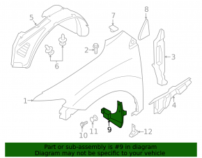 Front right mudguard for Nissan Murano z51 09-14