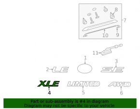 Emblem inscription XLE tailgate Toyota Sienna 11-20