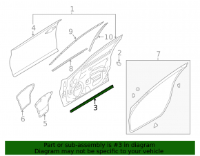 Front left door seal Infiniti Q50 14- lower, torn