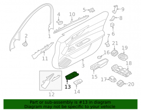 Front left window lift control trim Jaguar F-Pace X761 17-21 black with chrome