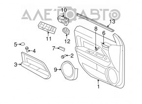 Jeep Patriot 11-17 black front right door trim panel