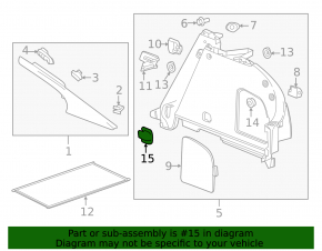 Right lower arch trim plug Chevrolet Volt 11-15 dark gray