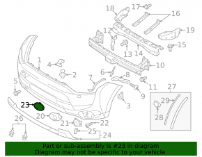 Left fog light frame Mitsubishi Outlander 14-15 prerest, structure