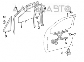 Front right windshield seal for Toyota Prius 2009-2010