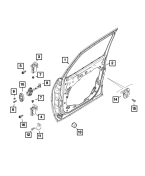 Upper front right door hinge for a 19-23 Jeep Renegade