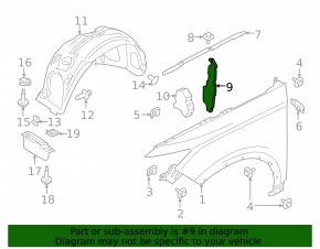 Left door-wing seal for Lincoln MKC 15-19