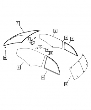 Glass door front left Fiat 500 12-19