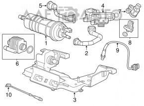 Chevrolet Volt 11-15 carbon canister absorber assembly with mount and pump